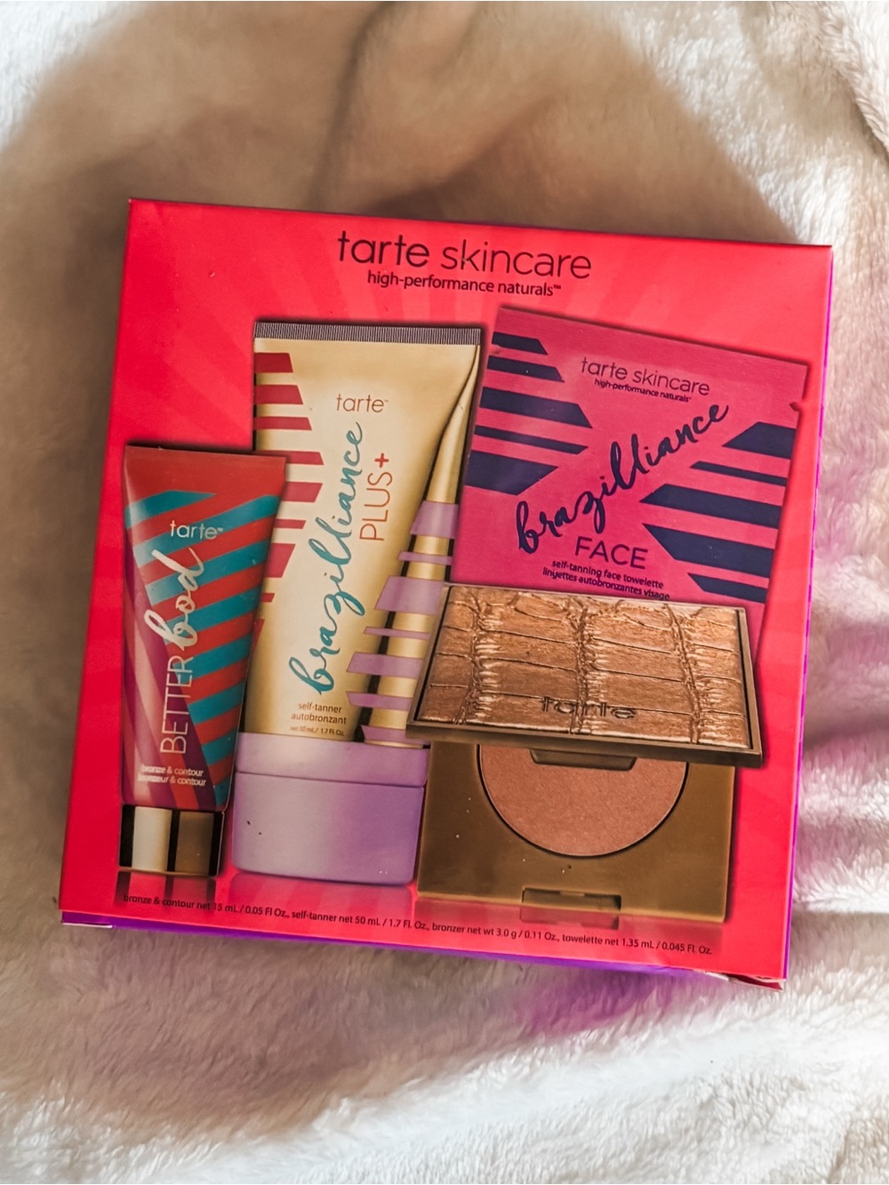 NIB! Tarte Pink and Gold Brazilliance Face & Blush Gift Set